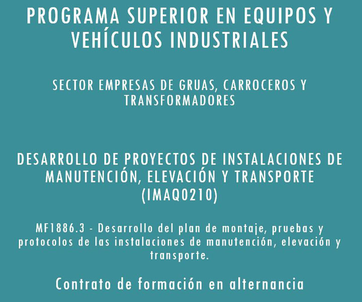 Programa Superior en Equipos y Vehículos Industriales (Contrato de formación en alternancia)